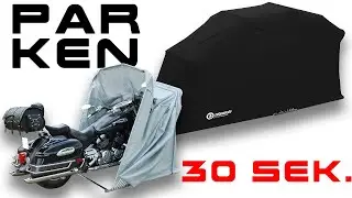 Einfaches Parken unter unsere Motolando Motorradgarage die Faltgarage ist Winterfest und Wasserdicht