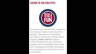 Carnival Cruise Lines FTTF (Faster to the Fun) package