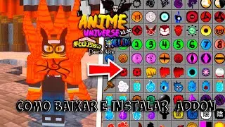 COMO BAIXAR E INSTALAR ADDON ANIMES UNIVERSO V5 NO MINECRAFT PE NO CELULAR !!
