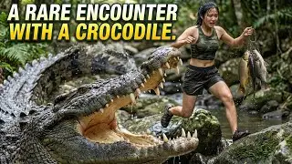 Surviving Alone in The Deep Forest, Day 150: The Young Woman Faces Crocodiles,  Hunts, And cooks.