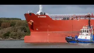 MV Strimon exits the port of Foynes, Ireland. #ireland, #shipping, #drones, #shannon