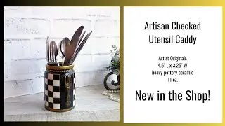 Artisan Checked Utensil Caddy Checked Silverware Holder Custom Checked Home Decor