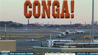 Aircraft Line-Up on Taxiway Charlie at Boston Logan Airport