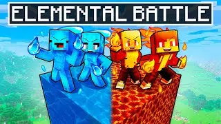 JJ and Mikey: ONE CHUNK ELEMENTAL BATTLE in Minecraft - Maizen