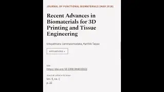 Recent Advances in Biomaterials for 3D Printing and Tissue Engineering | RTCL.TV