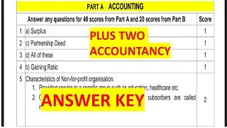 ACCOUNTANCY ANSWERKEY 2021 | PLUS TWO ACCOUNTANCY ANSWER KEY | ANSWER KEY OF ACCOUNTANCY 2021
