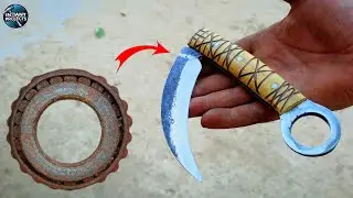 Making a Marvelous Karambit Folding Knife From a Rusty Bearing