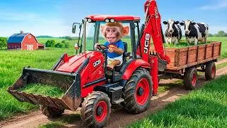 🐄🌊 Cows in Distress in Stream &mdash; iZi Monkeys Rescue Them with JCB Tractor