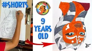 9yo Autistic Savant Draws UPSIDE DOWN - Ahsoka Tano | Star Wars #shorts