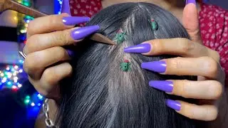 ASMR Scalp Check for Bugs🪲🤯,Crispy Sounds (inaudible whisper & no talking)