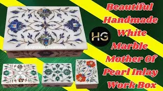 White Marble  Mother Of Pearl Inlay Work Box 6X4