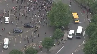 Raw video: Protesters damage bus in downtown Portland