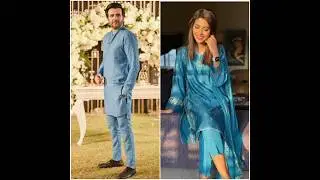 Sunita Marshall and Hussan Ahmed in same colour dresses