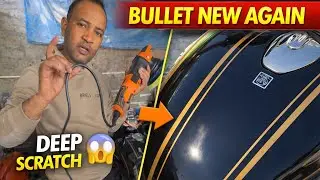 Royal Enfield Bullet Petrol Tank Deep Scratch Removal 😱 | Jopasu HD Rubbing Polishing 🔥 #foam