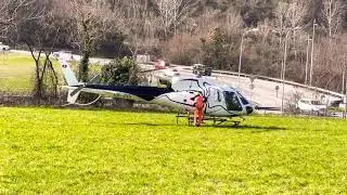 Eliticino Tarmac A&eacute;rospatiale AS 350 &Eacute;cureuil Helicopter turbine starting and take off