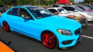 2016 LIGHT BLUE WRAPPED MERCEDES BENZ AMG C43 + RED RIMS