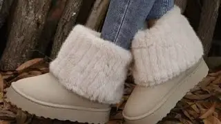 Women's Short Boots with Thick Soles and Furry Trim | Cozy Fashion
