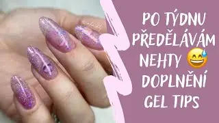 Doplnění gel tips a průhledný vesmírný design 💅🏻👽 | Kate nehty