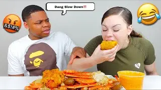 EATING TOO FAST PRANK ON BOYFRIEND + SEAFOOD BOIL MUKBANG