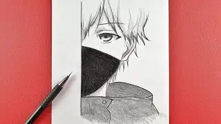 How to Draw anime boy wearing a mask || in few Steps (kaneki tokyo ghoul)