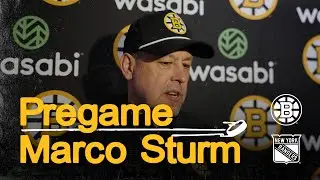Marco Sturm speaks with media in New York ahead of matchup against the Rangers