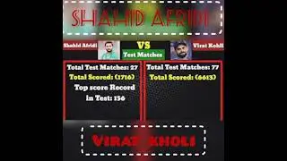Shahid Afridi vs Virat kohli Test Record 💪😮 | #Itspslman #shahidafridi #cricket