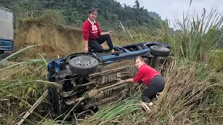 Girl rescues overturned cars, repairs and restores car engines.