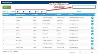 jQuery  DataTable.js  - Easily Create HTML Table Pagination , Export Table Data In PDF, Excel ,CSV