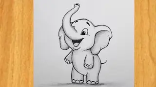 Baby Elephant Drawing Step by step 🐘
