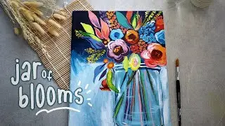 🌺How to Paint COLORFUL Blooming Flower Jar 🌼| Acrylic Painting Tutorial