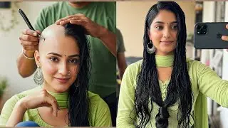 Beautiful girl head shave for hair donation