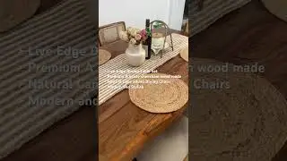 Retro Live Edge Dining Table With Cane Chairs ~ sheesham wood made #liveedgetable #diningtable