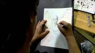 LFCC 2014 - Paul Gulacy sketching Hugo Strange as Batman 5/4.