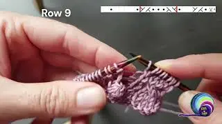 Row 9 with 2st cables