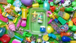 Asmr video shares the characters of plastic candy container ice cream, mini jar and color balls