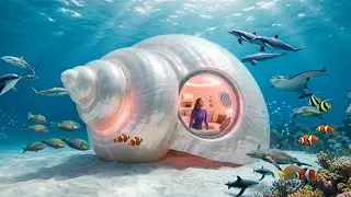 Building a Secret Underwater House Inside a 30m Seashell Alone (ASMR)