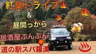 デリカD5 紅葉ドライブ&昼間っから居酒屋ぶんぶん🏮🍻道の駅スパ羅漢