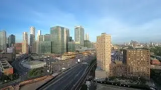 Sunrise Timelapse in London: Stunning Canary Wharf Financial Center Skyline