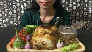 Grilled Honey Chicken + Fresh Veggies | ASMR Eating Sounds | Foodaholic ASMR