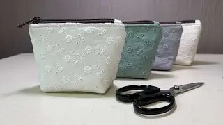 미니 꽃자수 파우치 만들기 | How to make a mini pouch | Gift Sewing Idea