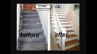 $50 DIY STAIRS RENOVATION,  budget DIY make-over, One woman, staircase with spindles, Remove CARPET