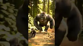 NEVER wake a sleeping Silverback! 😱🦍 Baby Gorilla PRANK gone wrong! 😂🏃&zwj;♂️ #ai #gorilla