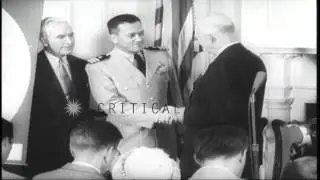 William Anderson is awarded the Legion of Merit by President Eisenhower at the Wh...HD Stock Footage