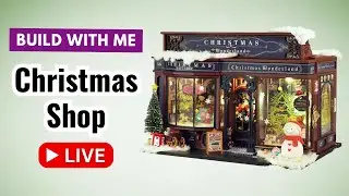 Live: Building a Mini Christmas Shop Part 3 | DIY Holiday Dollhouse 3D Wooden Puzzle #livebuild