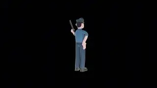 3D Cartoon Police Officer Turntable | Baton Ready Pose