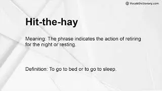 Hit-the-hay Meaning