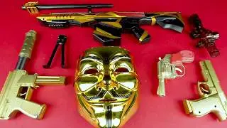 GOLD WEAPON BOX! Futuristic Sniper Rifle, Golden Pistols & Hacker Mask Unboxing
