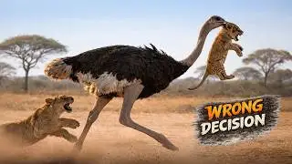Male Ostrich Break All The Rules Kidanaps Lions Cub