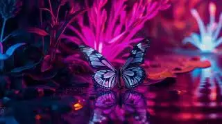 Relaxing Piano Melody with Soft Water Flow and Butterflies in a Serene Stone Garden