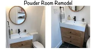 Powder Room Rehab | House Remodel | Rustic Modern with Matte Black Bathroom